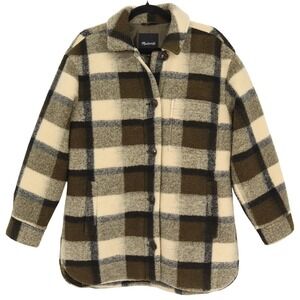 Madewell Belrose Shirt Jacket Shacket Size S Maran Plaid Wool Blend Oversized